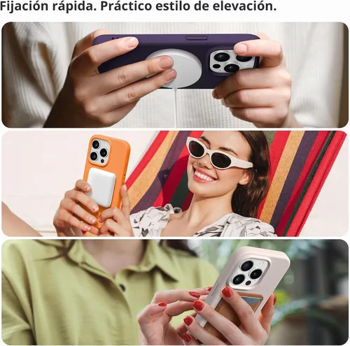 Vista 9 de GONEZ Funda de silicona para iPhone 15 Pro Max, compatible con Magsafe, protector de cámara + protector de pantalla, forro de microfibra suave