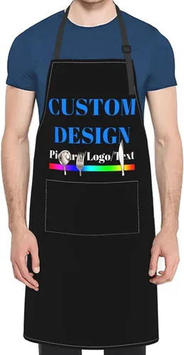 Vista 5 de Personalized Custom Apron For Women Men Kitchen Cooking Aprons Customized with Pockets Name Text Logo Picture