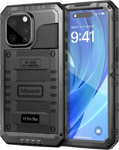 Vista 124 de Mitywah Funda impermeable para iPhone 7/iPhone 8 / iPhone SE 2020, funda de metal resistente de grado militar, protección de cuerpo completo