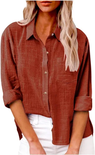 Vista 119 de SMIDOW Camisa de algodón y lino con botones para mujer