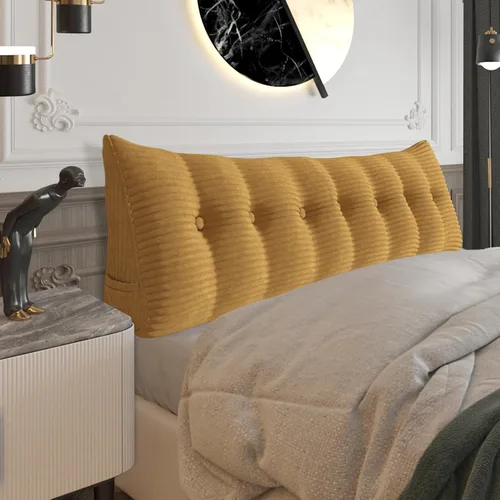 Vista 111 de Almohada de cabecera gruesa totalmente rellena tamaño Queen, cabecera acolchada suave y firme, soporte grande, triangular, almohada de cuña