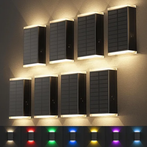 Vista 11 de Lámpara solar de pared para exteriores, 3000/4000/6000K, 3 modos de iluminación del atardecer al amanecer, aplique de pared IP67, impermeable