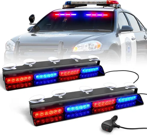 Vista 11 de HLauto Luces estroboscópicas de emergencia 6Z4J: luces de seguridad blancas ámbar de 2 x 16.8 pulgadas, 48 luces LED intermitentes de advertencia