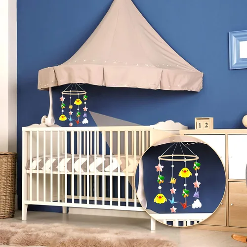 Vista 5 de Yalikop Kit móvil para bebé, kit de marco de madera para cuna DIY