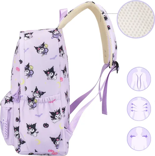 Vista 5 de Roffatide Anime Kuromi - Mochila casual con estampado de Kuromi, mochila para portátil, mochila para viajes, senderismo, mochila con cremallera