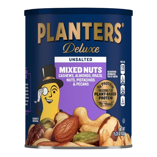 Vista 11 de PLANTERS - Nueces mixtas de lujo tostadas: anacardos, almendras, nueces de Brasil, pistachos y pecanas, proteína vegetal, bocadillo rápido