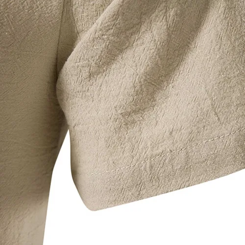 Vista 6 de Estilo étnico Tops de Verano para Hombre sólido Camisa de Manga Corta con Cuello en V Blusa Camiseta Deportiva