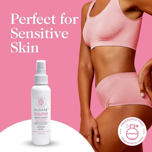 Vista 5 de Kushae Desodorante femenino natural en espray para mujeres, totalmente natural, sin perfume y sin fragancia, control refrescante para olores