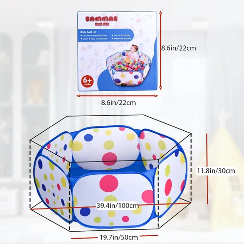 Vista 2 de Piscina de Pelotas para Niños, Tienda de Juego Emergente Azul Grande para Niños Pequeños de 1-3 Años Niñas y Niños para Juego Interior y Exterior