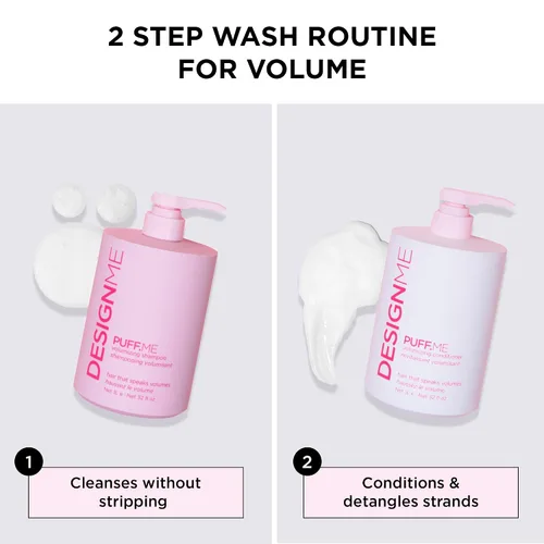 Vista 3 de Design.Me PUFF.ME - Paquete de champú y acondicionador de volumen para el cabello, champú y acondicionador de color sin parabenos ni sulfatos