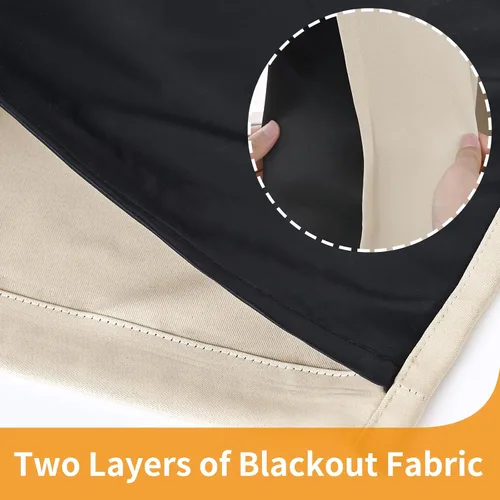 Vista 8 de YoungsTex - Cortinas 100% opacas para dormitorio, con aislamiento térmico y ojales, cortinas oscuras negras con capa pesada para ventana de sala