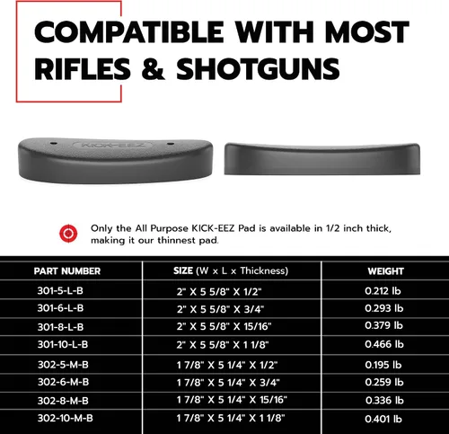 Vista 3 de KICK-EEZ Almohadilla de retroceso multiuso para amolar para ajustar, almohadilla de culata Sorbothane para escopetas y rifles, fabricada en Estados