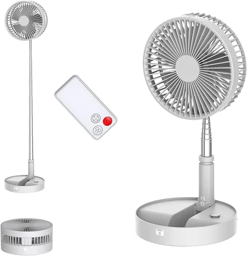 Vista 10 de UN UNITEDTIME Ventilador portátil, Mi ventilador de viaje plegable con temporizador de control remoto, funciona con pilas o alimentado por USB, Negro