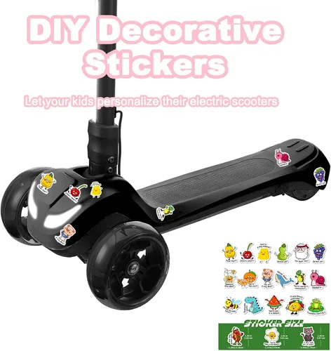 Vista 4 de Scooter eléctrico de 3 ruedas para niños de 3 a 8 años, pantalla LCD, luces coloridas, acelerador de pulgar confiable, 3 alturas ajustables