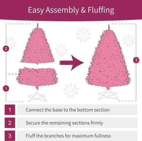 Vista 7 de Puleo International - Árbol de Navidad artificial preiluminado de 4 pies, pino rosa de moda con 150 luces claras, 196 puntas de ramas densas
