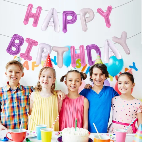 Vista 5 de Globos de feliz cumpleaños, 13 letras de papel de aluminio, 16 pulgadas, reutilizables, unisex, decoraciones de cumpleaños para niños y adultos