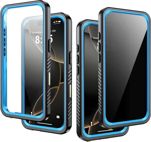 Vista 24 de Funda impermeable para iPhone 15, protector de pantalla de privacidad integrado y protector de pantalla HD [IP68 bajo el agua] a prueba de golpes a