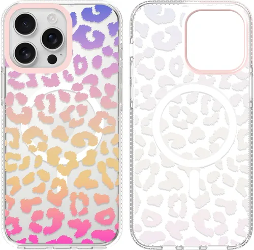 Vista 10 de SAKUULO Funda magnética para iPhone 11 Pro Max [Compatible con MagSafe] Patrón de Estampado de Leopardo Gris Claro Funda de Carga Inalámbrica