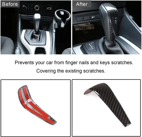 Vista 2 de Adhesivo de Cubierta de Marco de Cabeza de Pomo de Palanca de Cambios de Control Central del Automóvil, Moldura Interior Compatible con BMW E87 E90