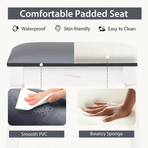 Vista 4 de Giantex Juego de 2 taburetes de bar de 24 pulgadas de altura de mostrador con asiento acolchado, patas de madera de goma, reposapiés y superficie