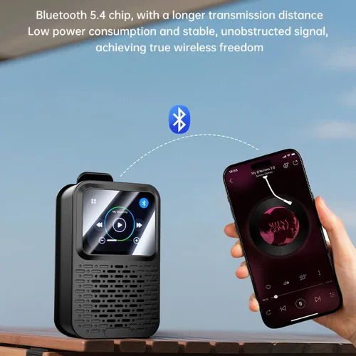 Vista 2 de Altavoz Bluetooth portátil con pantalla táctil LED, unidad de sonido de 1.575 in, pantalla multifunción, IPX5 impermeable, Bluetooth 5.4, altavoz