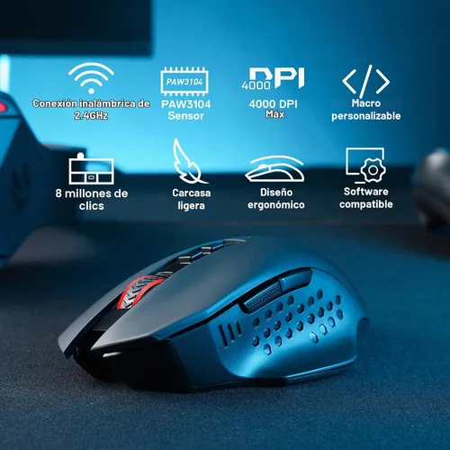 Vista 7 de Redragon Paquete de teclado con una sola mano K585 y mouse inalámbrico para juegos M656 Gainer