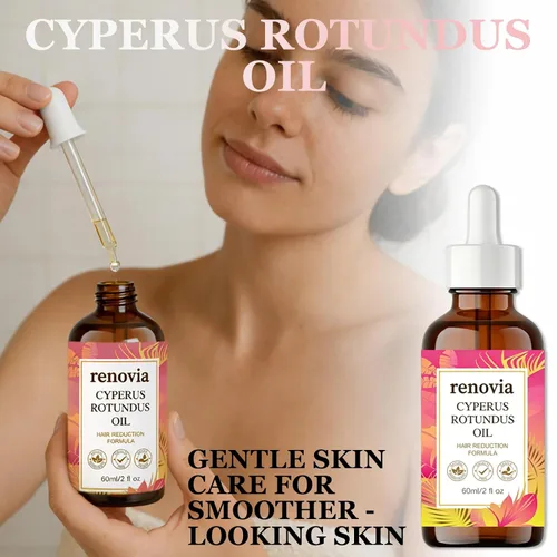 Vista 2 de Renovia Cyperus Rotundus Oil, Moisturizing & Soothing For Smooth Looking Skin With Peppermint, Organics Hair Removal Skin Serum for Face, Arms &