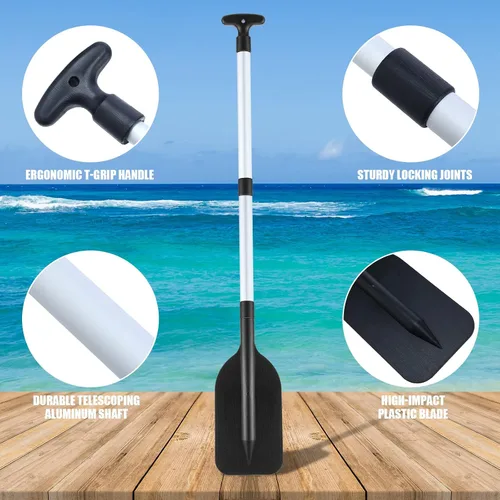 Vista 4 de Tradder 2 remos telescópicos plegables para kayak, remo de 21.3 a 41.7 pulgadas, remo de plástico de aluminio, remo de longitud ajustable