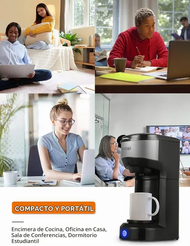 Vista 6 de Commercial CHEF Cafetera de una sola porción, tanque de agua de 13 onzas Negro /Gris