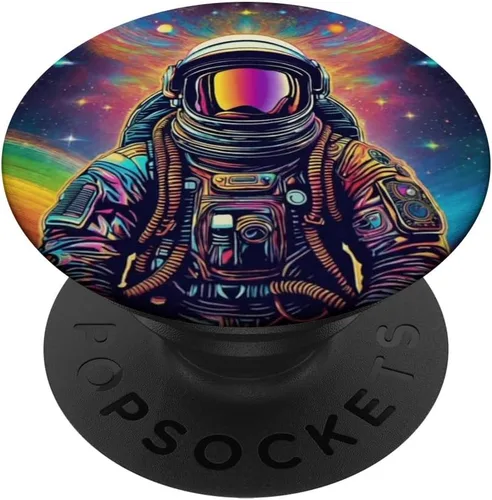 Vista 6 de Cosmic Dreamer Astronauta Space Psychedelic Trippy Print PopSockets MagSafe PopGrip para iPhone