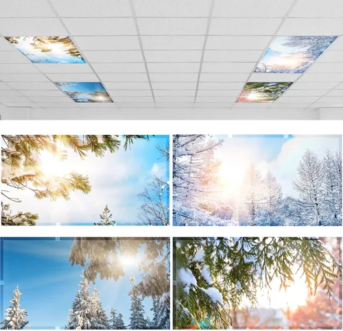 Vista 8 de ROCEEI Paquete de 4 cubiertas de luz fluorescente para luces de techo, 4 x 2 pies, cubiertas magnéticas de luz para aula, oficina, hogar, escuela