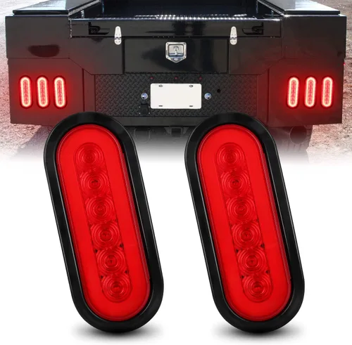 Vista 17 de 2 luces LED ámbar ovaladas para remolque, 6 pulgadas, luces LED ovaladas de parada, intermitentes, luces de freno de remolque lateral, lámpara de 2
