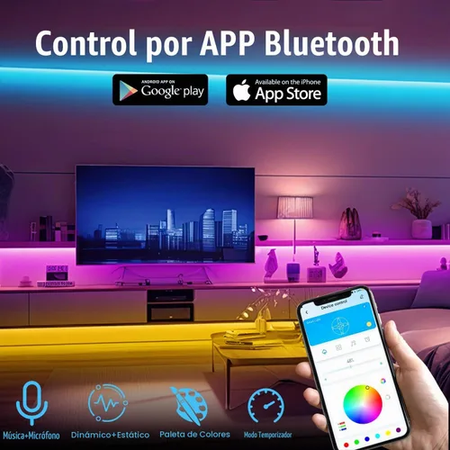 Vista 3 de dalattin Luces LED para Dormitorio 110 Pies (1 Rollo), Tiras de Luces LED Inteligentes con Control de Aplicación y Control Remoto, Tiras de Luz LED