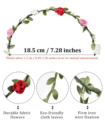 Vista 2 de Diademas de guirnaldas florales AWAYTR, corona con flores de moda bohemia, para mujer