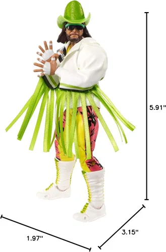 Vista 7 de WWE Ultimate Edition "Macho Man" Randy Savage Figura de acción de 6 pulgadas, con cabezas intercambiables, manos intercambiables y equipo de entrada
