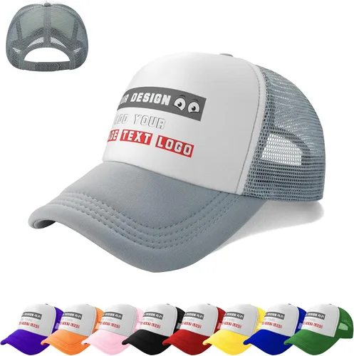 Vista 11 de Sombrero personalizado al por mayor a granel Texto/logotipo personalizado sombrero para hombres mujeres camionero sombrero