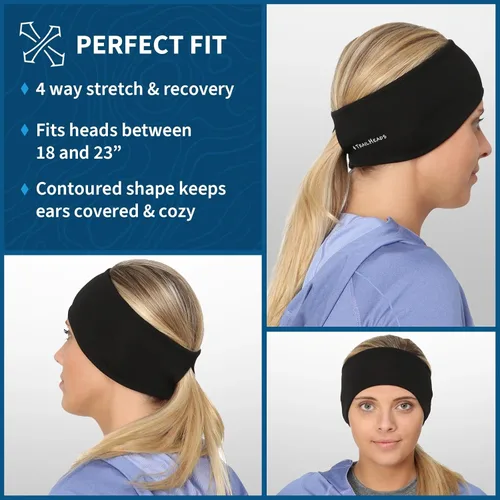 Vista 47 de TrailHeads - Diadema para mujer, diseño de cola de caballo, con banda para la oreja que absorbe la humedad, ideal para correr