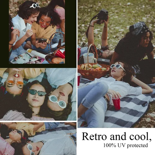 Vista 5 de The Fresh Gafas de sol Clout Oval Mod Retro Vintage Kurt Cobain inspiradas gafas de sol redondas caja de regalo