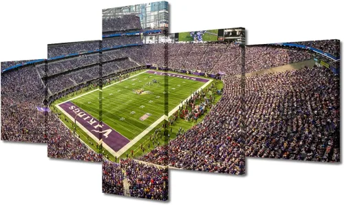 Vista 16 de TUMOVO Allegiant Stadium Arte de Lienzo para Pared de Sala de Estar Equipo de Fútbol Americano Pintura Moderna Nevada Las Vegas Cuadro Deportivo