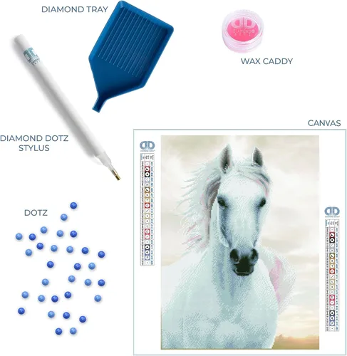 Vista 5 de DIAMOND DOTZ Imperial Stallion - Kits de pintura de diamantes para adultos, kit de arte de diamante, un relajante kit de manualidades creativo