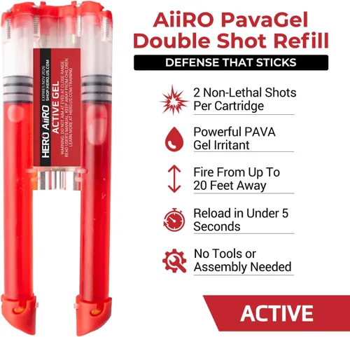 Vista 2 de HERO AiiRO PavaGel Active – Cartucho de autodefensa no letal con potente gel que desactiva amenazas de hasta 20 pies – Mantente seguro y seguro