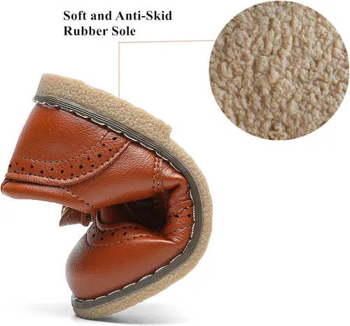 Vista 4 de DADAWEN - Zapatos de vestir para niña con cordones para uniforme de Oxford, cómodos, mocasines (niños pequeños)
