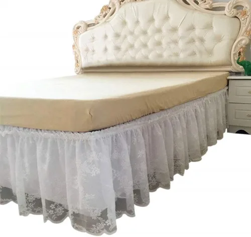 Vista 13 de Falda de cama de encaje envolvente Falda de cama con volantes Cubierta de polvo Funda de cama con volantes