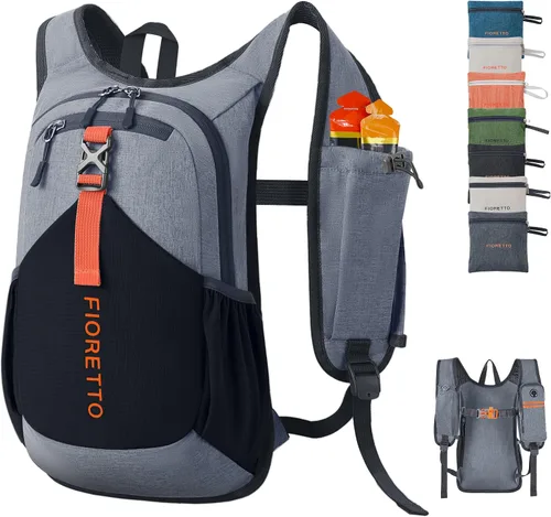 Vista 10 de FIORETTO Mochila de 15L para senderismo para mujeres y hombres, mochila mini plegable, mochila ligera pequeña para acampar, viajar, actividades al