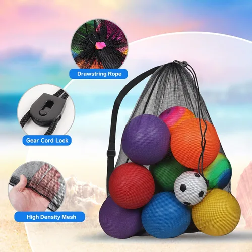 Vista 4 de GSE Games & Sports Expert 24x36/30x40 X-Large Mesh Sports Equipment Drawstring Bag for Soccers, Basketballs, Footballs