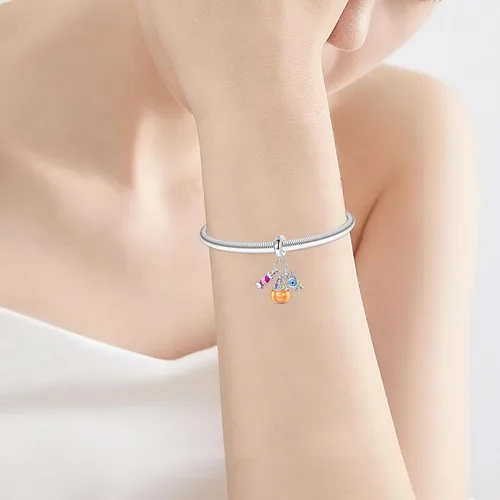 Vista 67 de Dije de girasol con diseño de estrella y luna y elefante para pulsera, collar de plata de ley 925, dijes de corazón de amor para mujer, regalo