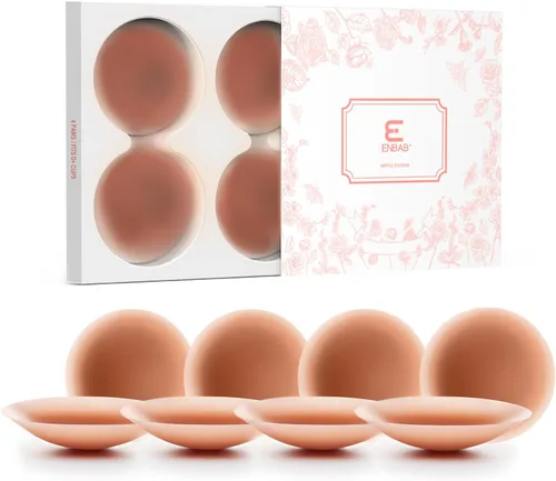 Vista 8 de ENBAB Nipple Covers for Women, Reusable Adhesive Silicone Bra Pasties for No Show Strapless Dress