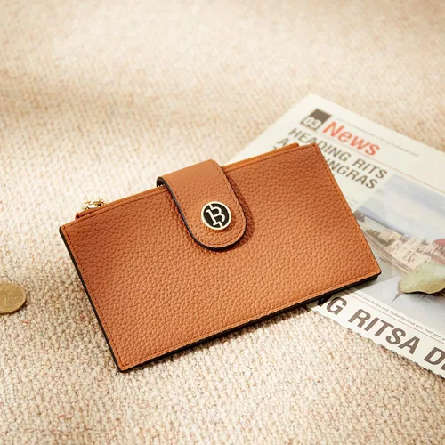 Vista 7 de BOSTANTEN Carteras de cuero para mujer, con bloqueo RFID, delgado, tarjetero con bolsillo con cremallera