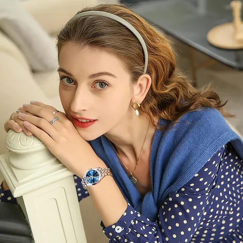 Vista 7 de Relojes OLEVS para Mujer con Fecha Acero Inoxidable Plata Relojes de Lujo para Mujer con Pequeña Correa Relojes de Diamante para Mujer Impermeables
