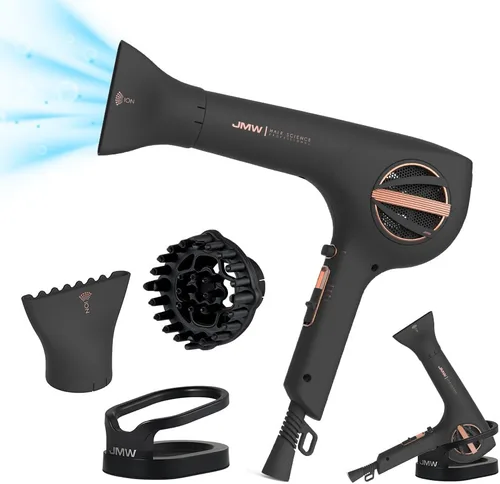 Vista 3 de Secador profesional para salón de pelo JMW Korea AIR Storm-1600W BLDC, de secado rápido, viento frío potente, ligero, silencioso y duradero Tormenta